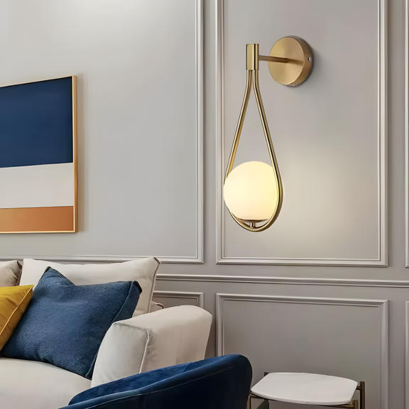 Vägglampa Klot Glas G094-1W Guld Vit