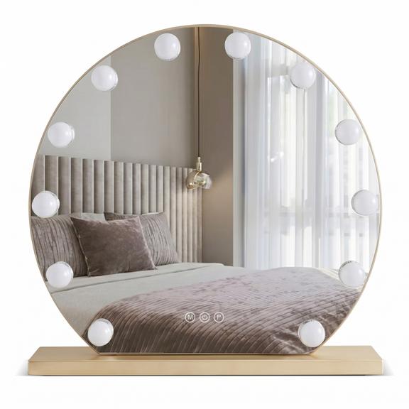 LED-väggspegel HOLLYWOOD L. Gold 50 cm
